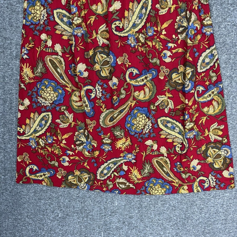 Vintage Southern Lady Maxi Skirt Women's L Red Paisley Western Art USA Made 90s - Picture 3 of 9